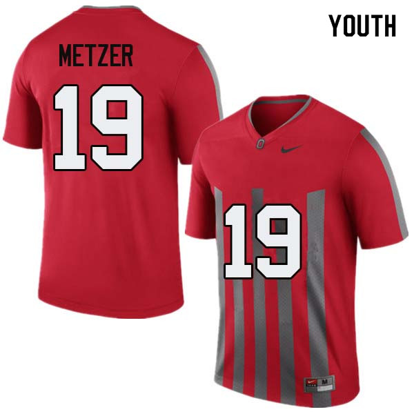 Youth #19 Jake Metzer Ohio State Buckeyes College Football Jerseys Sale-Throwback